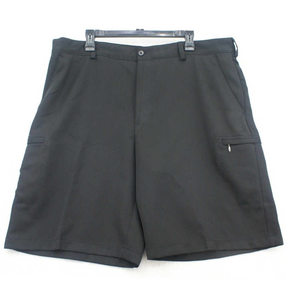 IZOD Golf Classic Mens Black Performance Shorts Size 40 Zipper Pocket Athletic